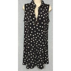Polka Dot Dress M Black White M Sleeveless Classic Casual Easy Chic Polished